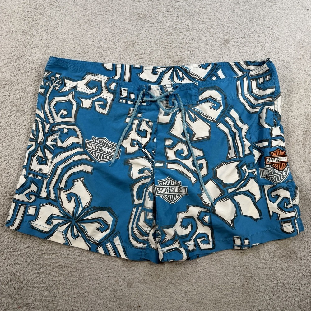 Harley Davidson Tori Richard Board Shorts Mens XL Blue Floral Swim Trunks
